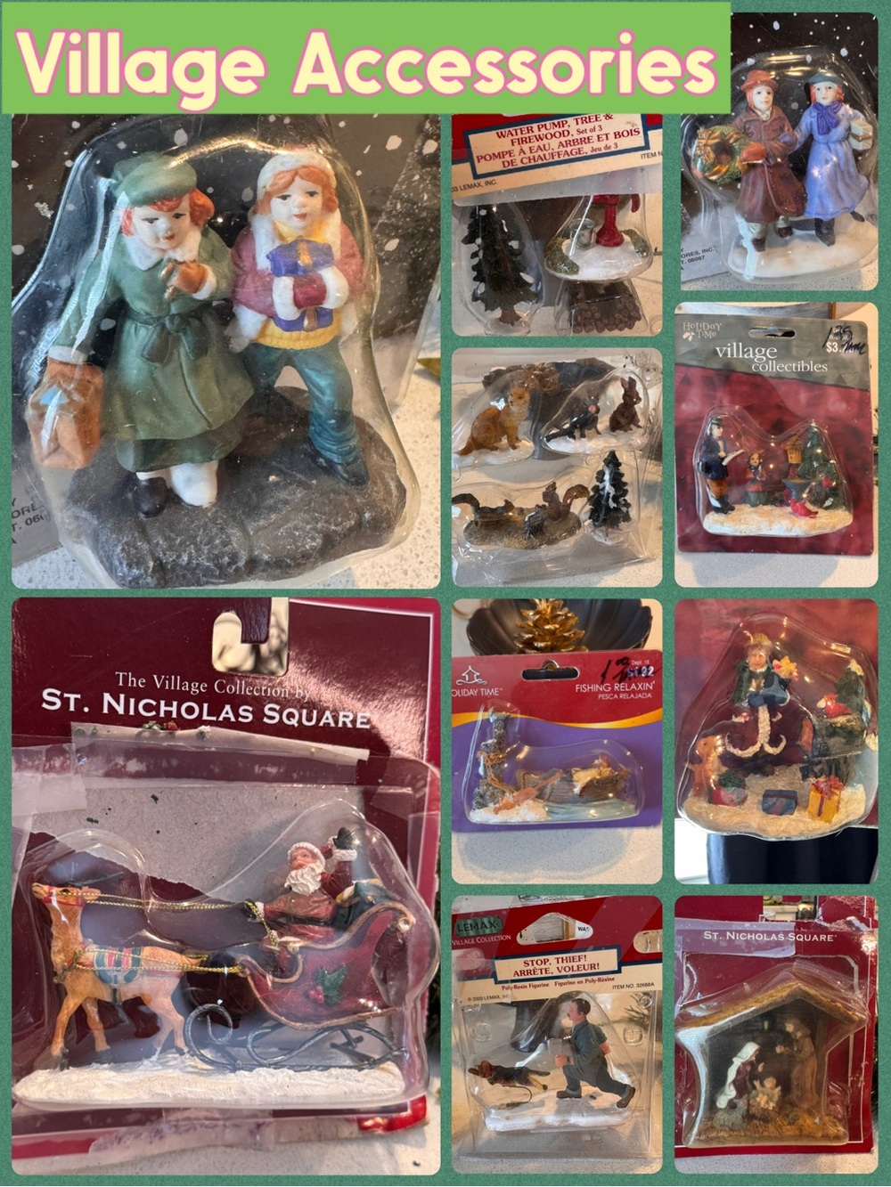 VTG Village Accessories Lot (8-Piece Set) – St. Nicholas Square, Lemax, more!